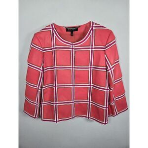 ESCADA Vintage Pink Geometric Grid Panel Lamb Leather Jacket Blazer S 36 (US 6)